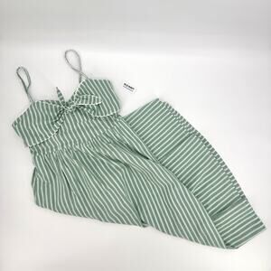 Old Navy Womens Size Medium Cotton Smocked Sundress Flowy Beachy Green Stripe